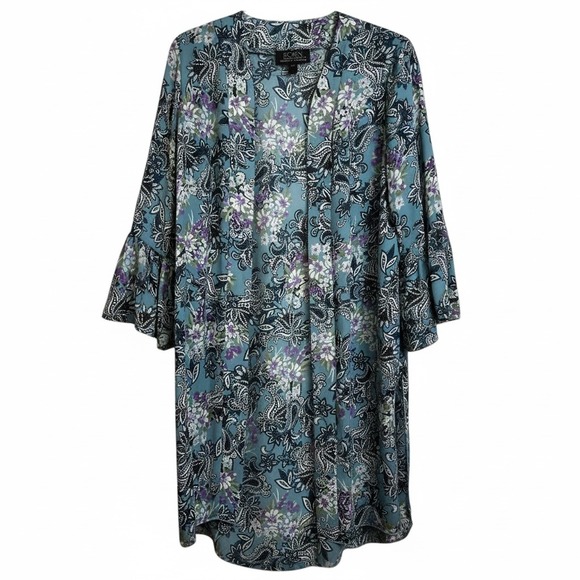 Robin Other - ROBIN Artizan Blue Floral Paisley Bell Sleeve Kimono Jacket Size S/P Beach